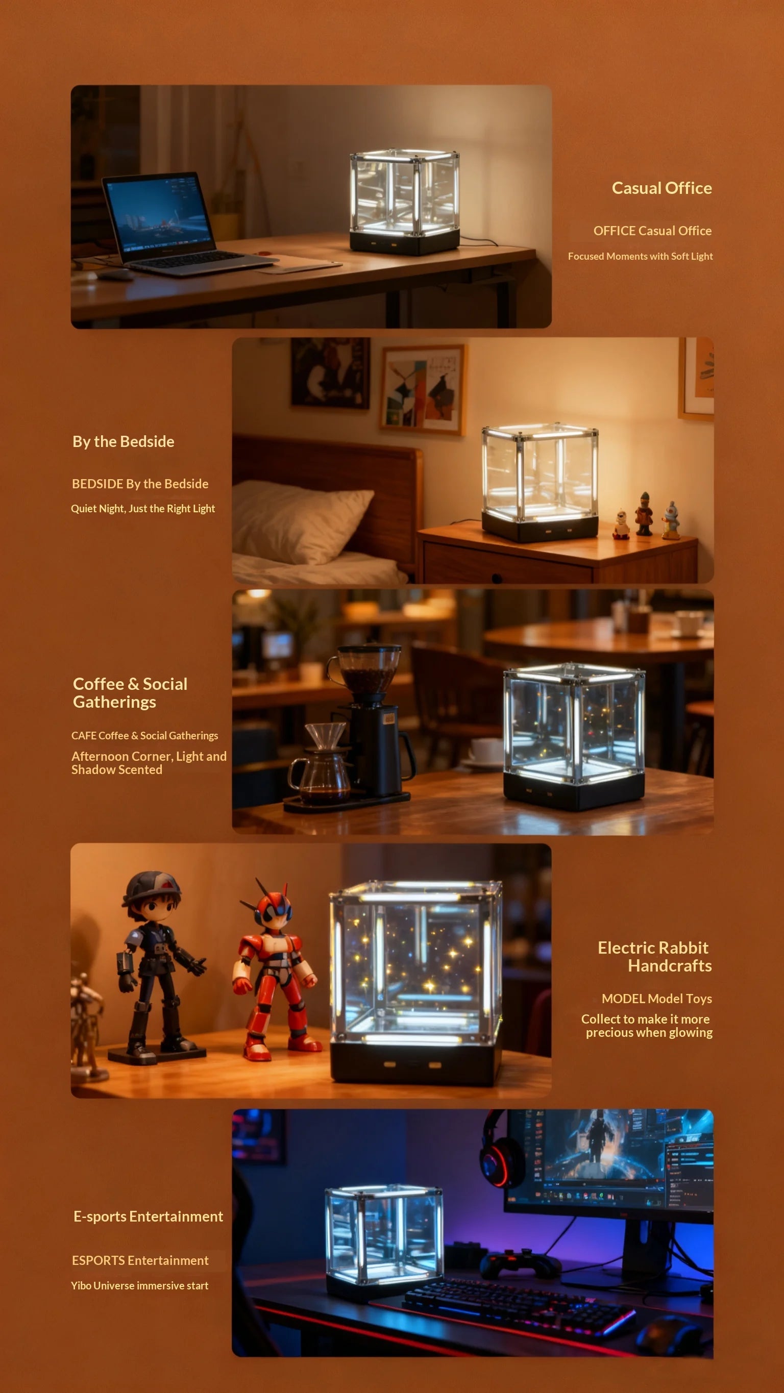 4D Hypercube LED Night Light DIY Wireless Table Lamp for Gamer Room Decor | Acrylic Cube Desk Ornament | Action Figure Display Box