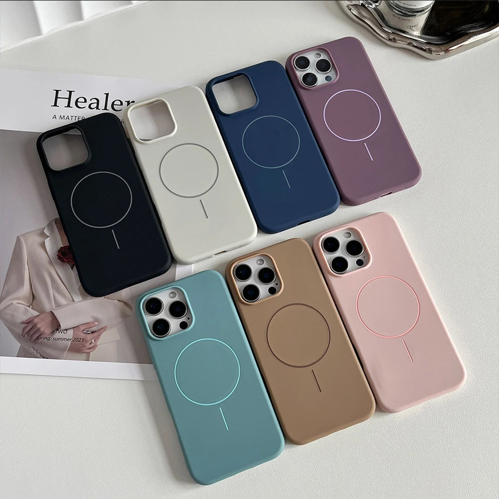 Magnetic Matte Silicone Case For Magsafe Mag Safe iPhone 17 16E 16 E 15 Pro Max 14 Plus 13 12 11 X XS XR