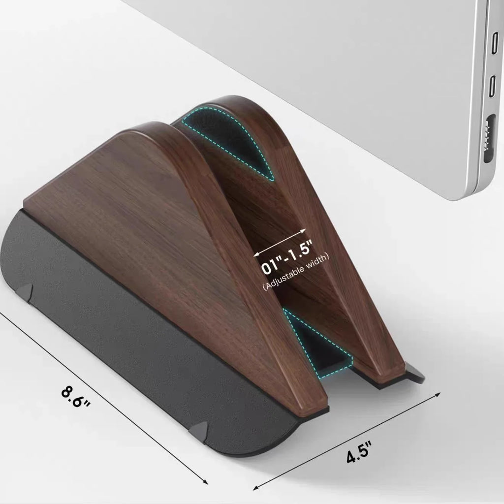 Wooden Vertical Laptop Stand for MacBook | Adjustable