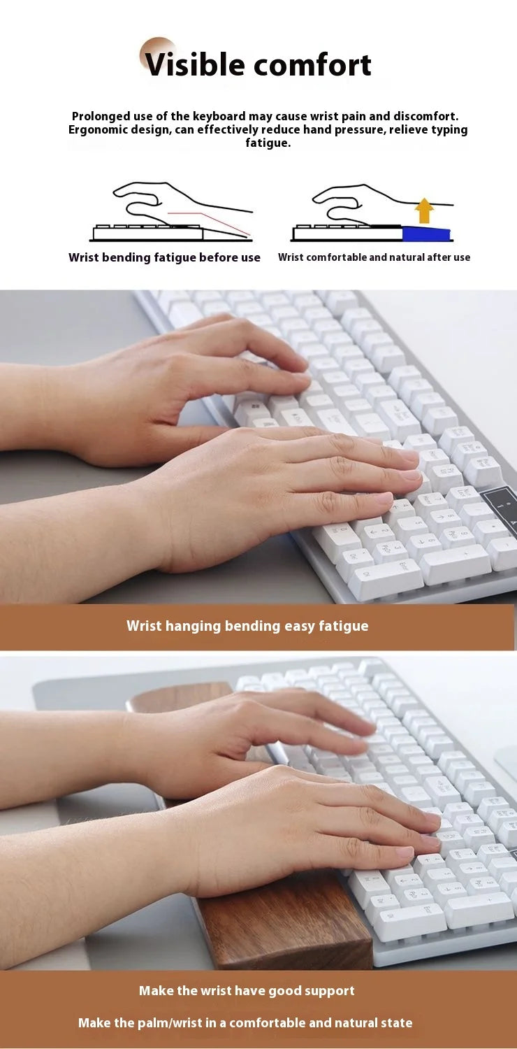 Walnut Wood Rest Palm Pad Mechanical Keyboard Ergonomic Pad | Multiple Sizes