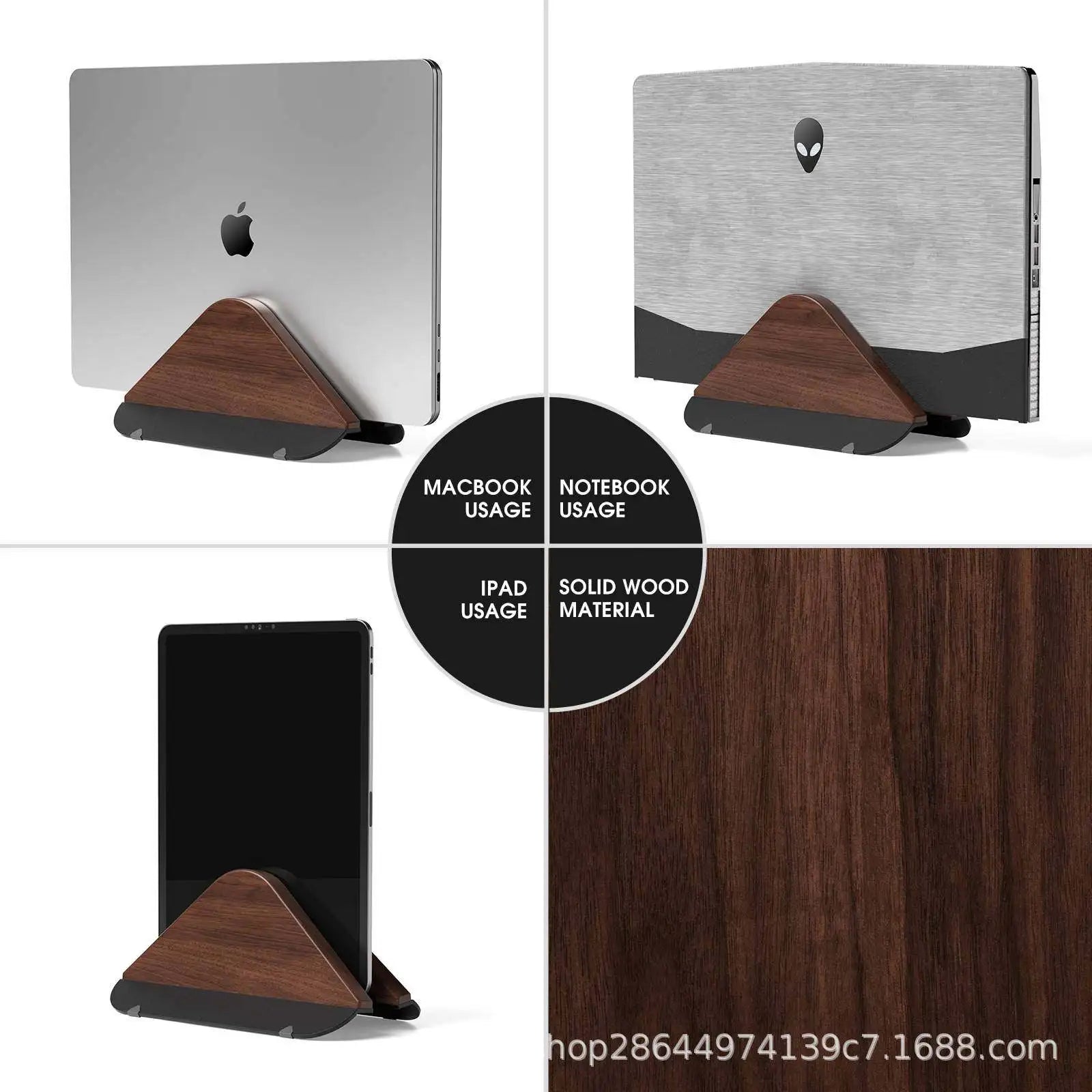 Wooden Vertical Laptop Stand for MacBook | Adjustable