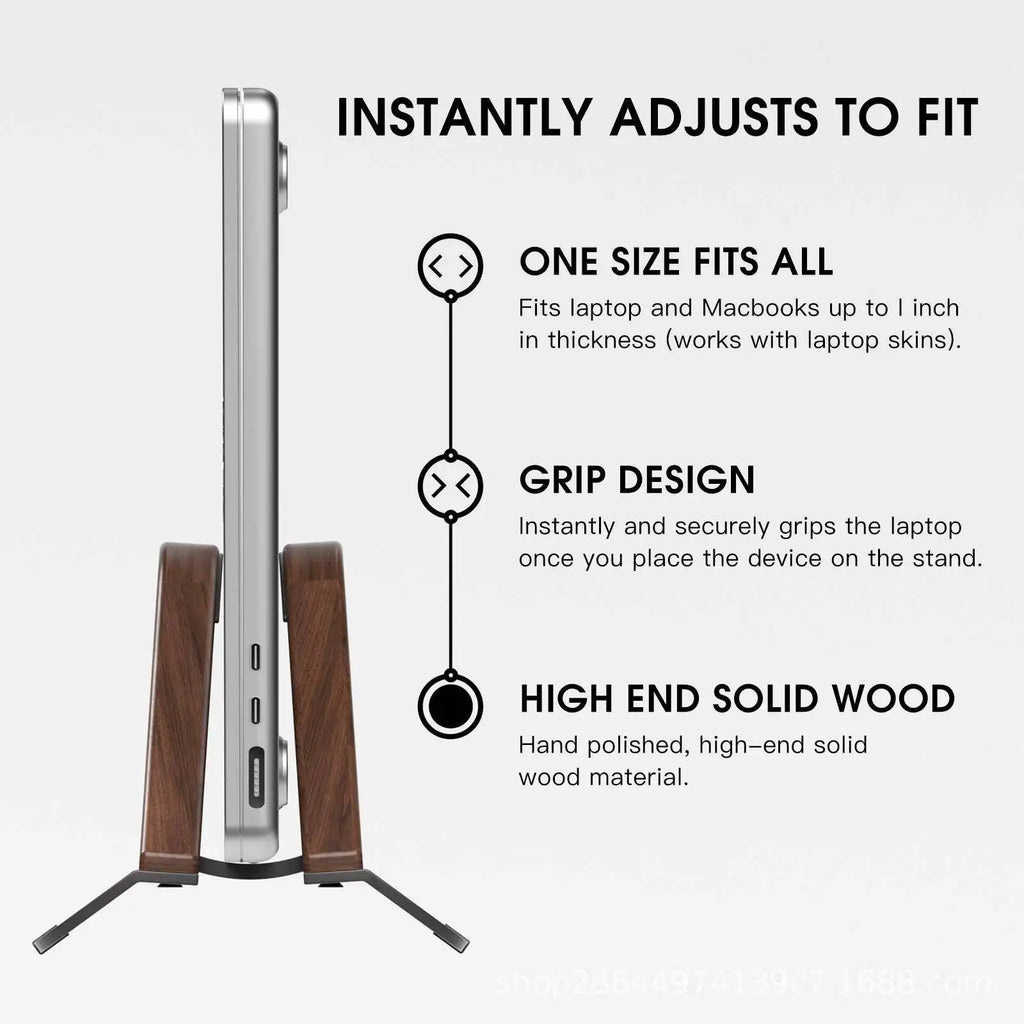 Wooden Vertical Laptop Stand for MacBook | Adjustable