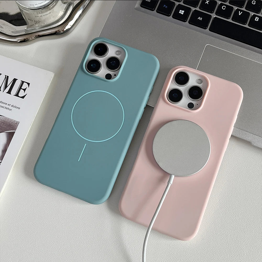 Magnetic Matte Silicone Case For Magsafe Mag Safe iPhone 17 16E 16 E 15 Pro Max 14 Plus 13 12 11 X XS XR