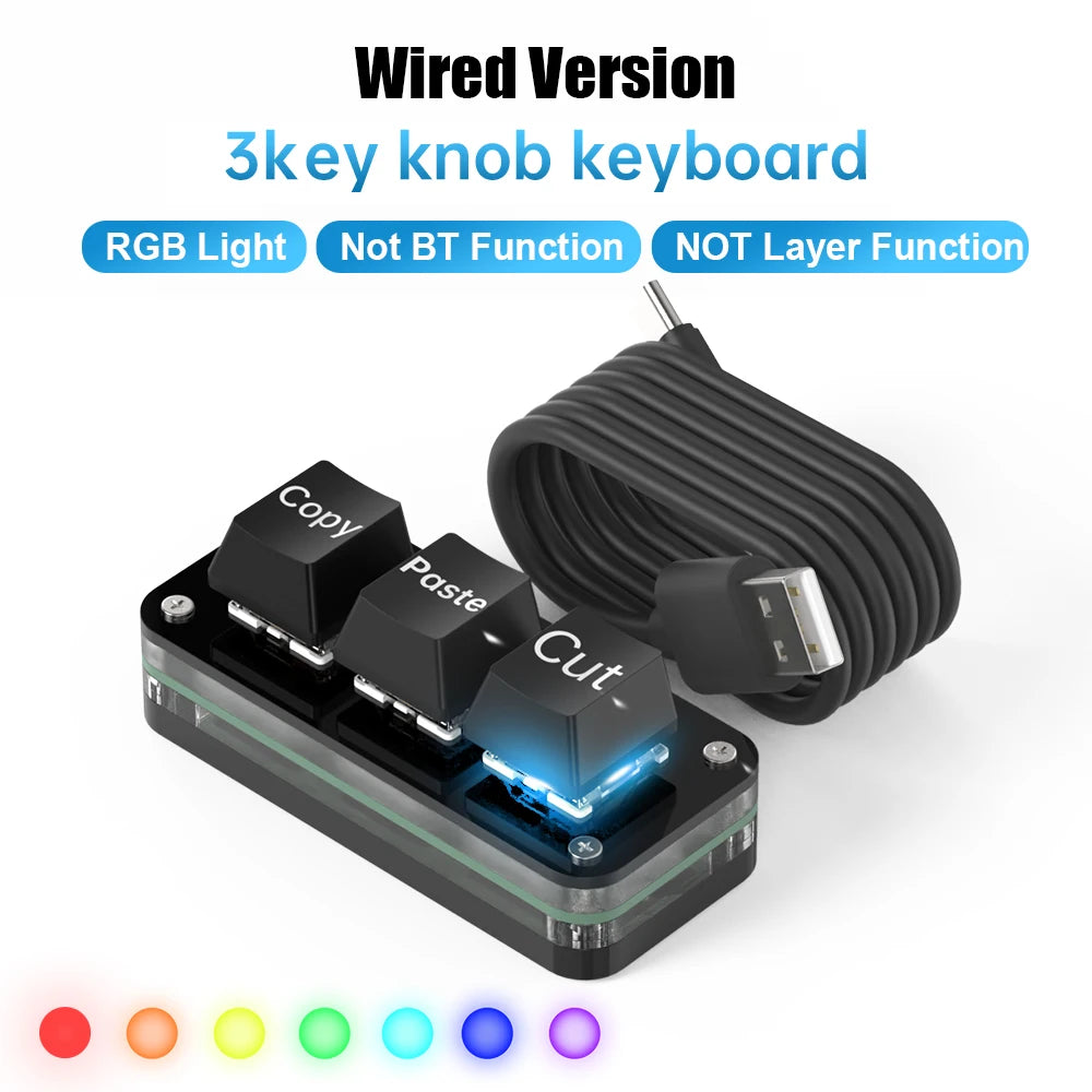 Macropad Macro Programming Keyboard RGB Mini Hot Swap Gaming Custom Knob Keypads Red Switch 3 Keys Knob For Photoshop Multimedia