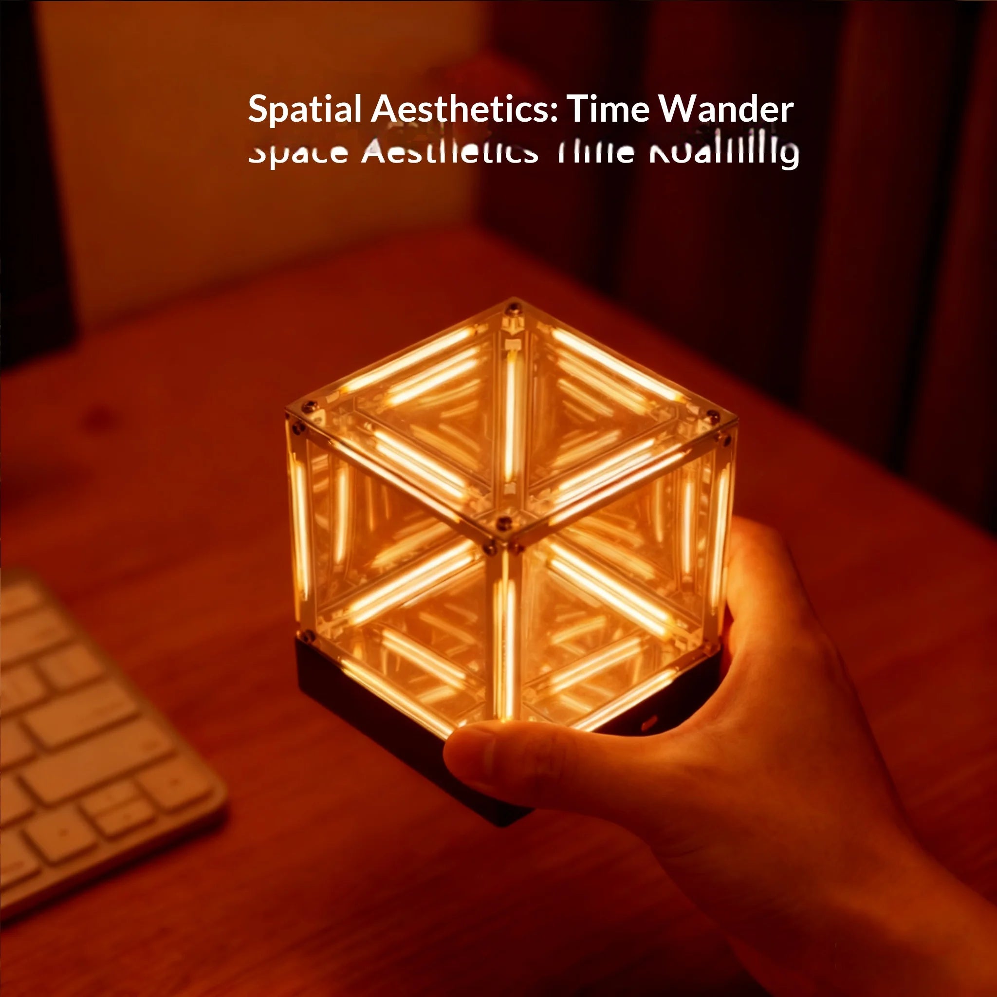 4D Hypercube LED Night Light DIY Wireless Table Lamp for Gamer Room Decor | Acrylic Cube Desk Ornament | Action Figure Display Box